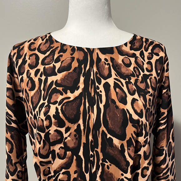 Babaton Samson Long Sleeve Chestnut Black Animal Print Dress - Picture 6 of 16